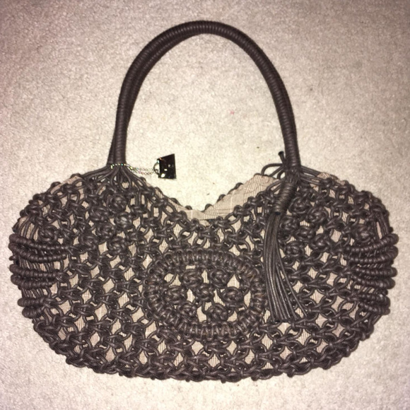 Jeanne Lottie Brown Kidney Shape Woven Lined Purse - Picture 1 of 1